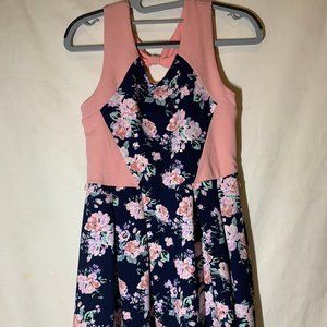 Girls Floral Dress with Open back and Bow Detail